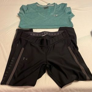 Bundle Under Armour leggings (L) and drifit shirt (M)